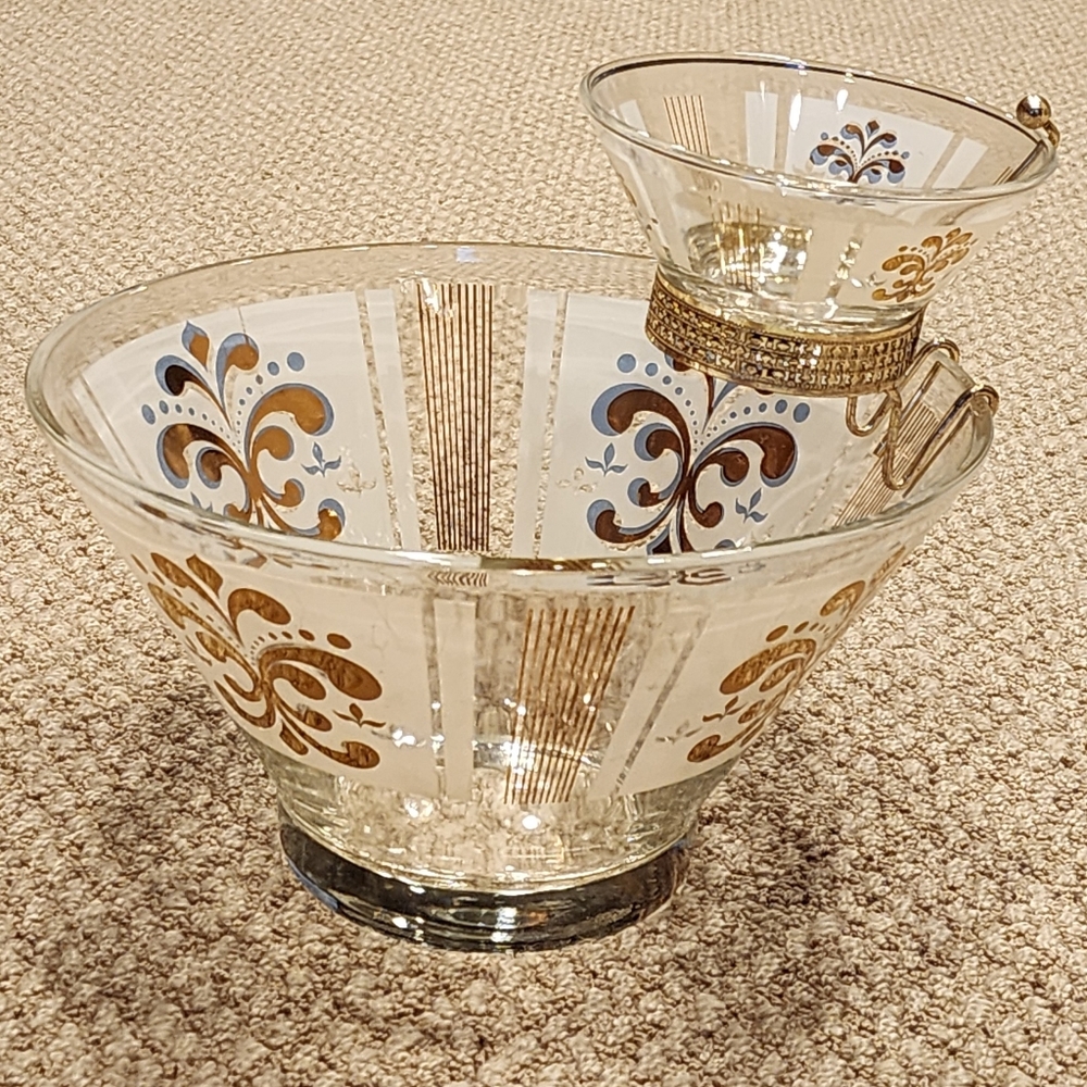 Vintage Gold & White "Chip & Dip" Serveware Set, discounted shipping!